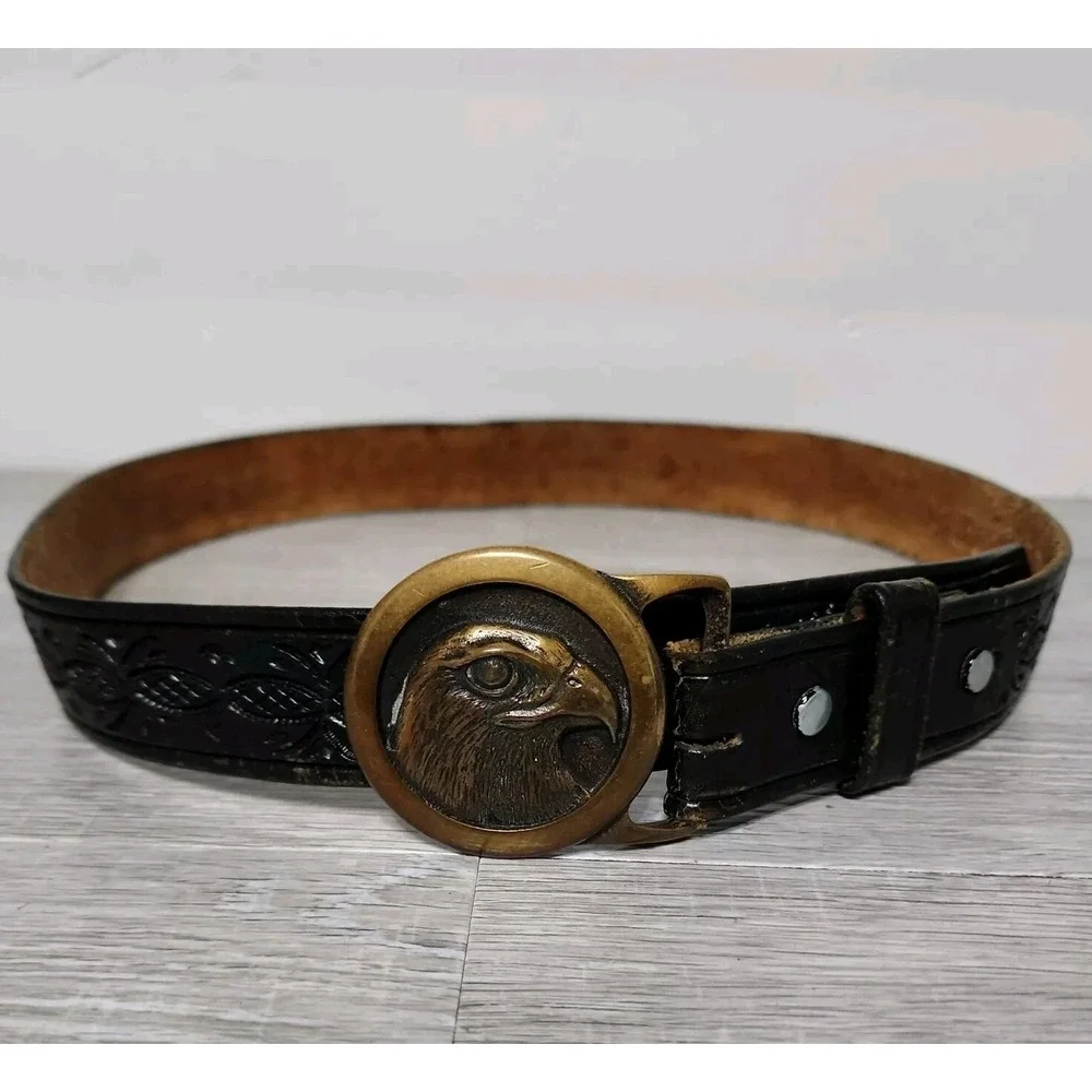 Vintage 1978 Tech Ether Guild Hawk Eagle Solid Brass Belt and Buckle Size 34‎